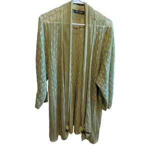 Zozo Green Open Front Cardigan Crochet Look Sheer Women's Plus Size 3X